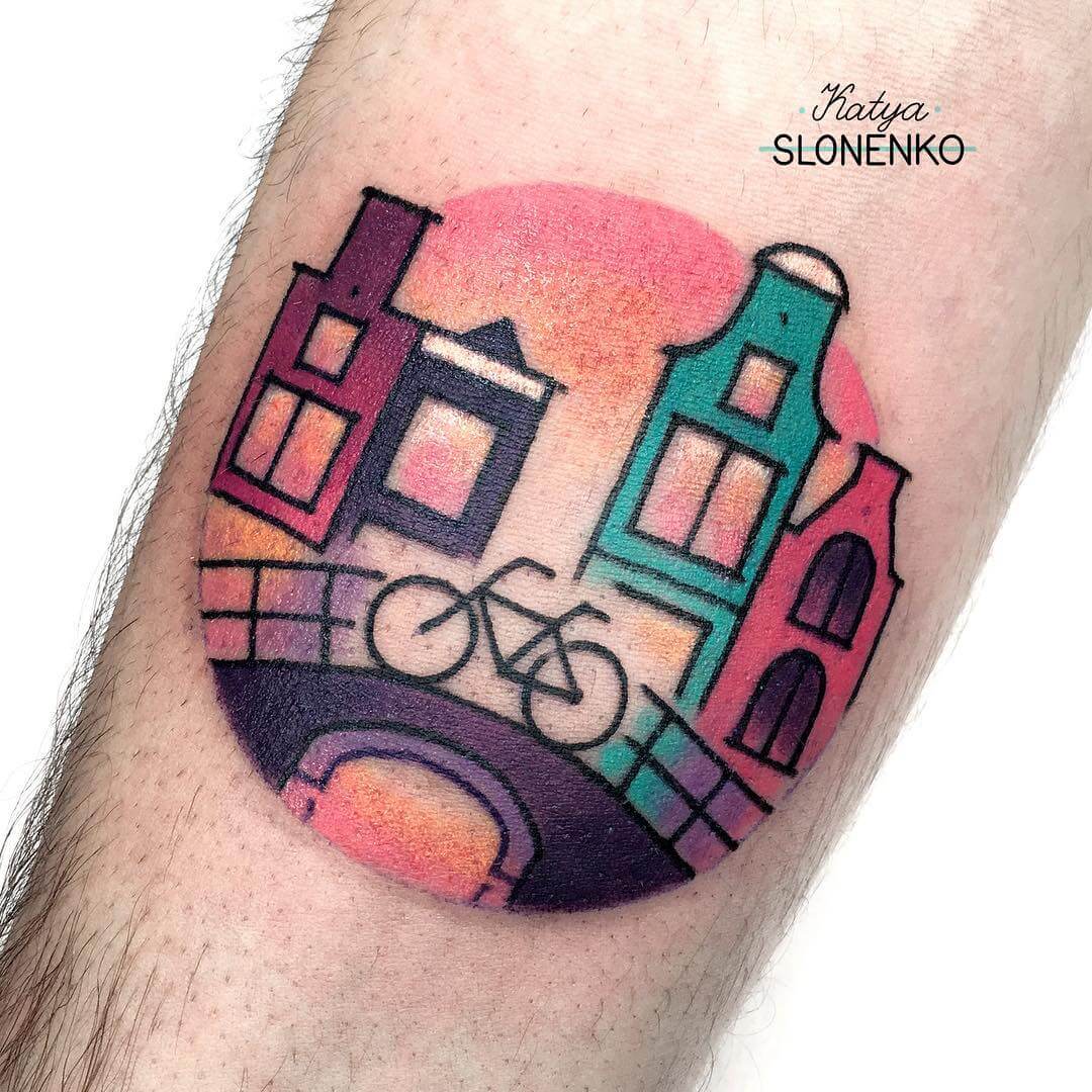 Amsterdam Bicycle tattoo from slonenkotattoo